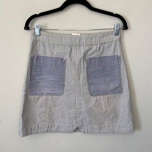 Anthropologie Pilcro & The Letterpress Blue White Pinstripe Mini Skirt Size 2